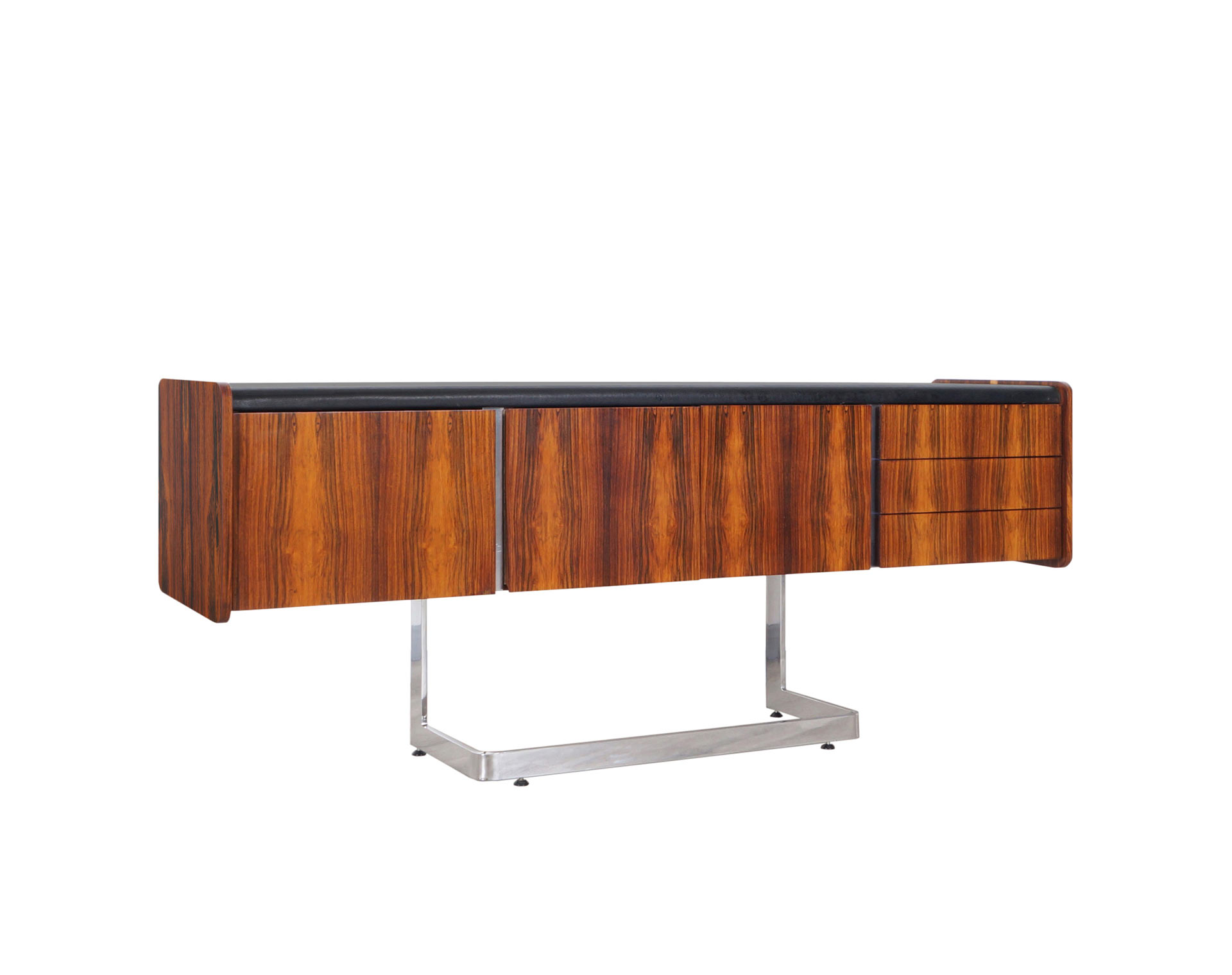 Mid Century Rosewood and Chrome Credenza by Ste. Marie & Laurent