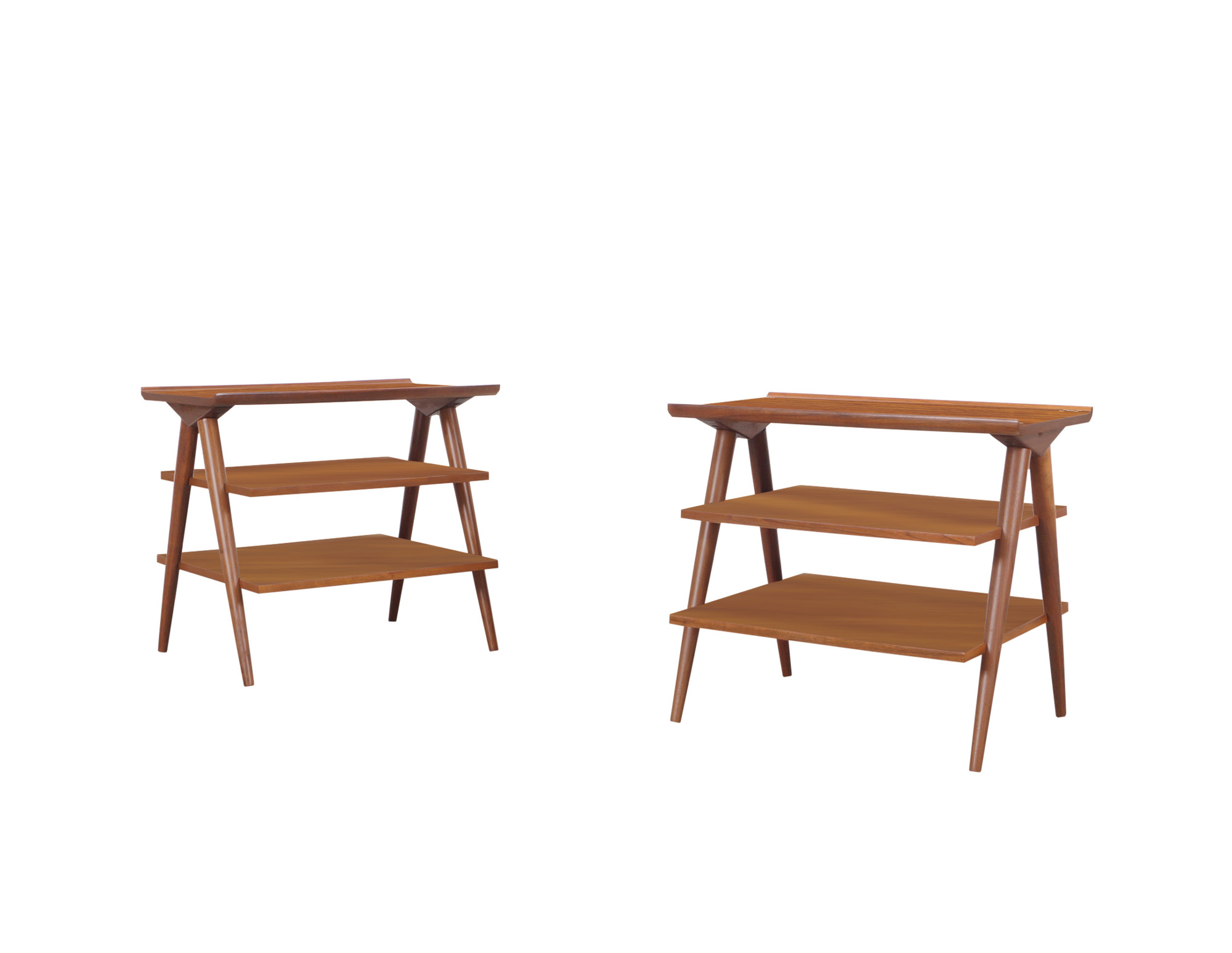 Vintage Three-Tiered Walnut Tables by Merton L. Gershun for American of Martinsville