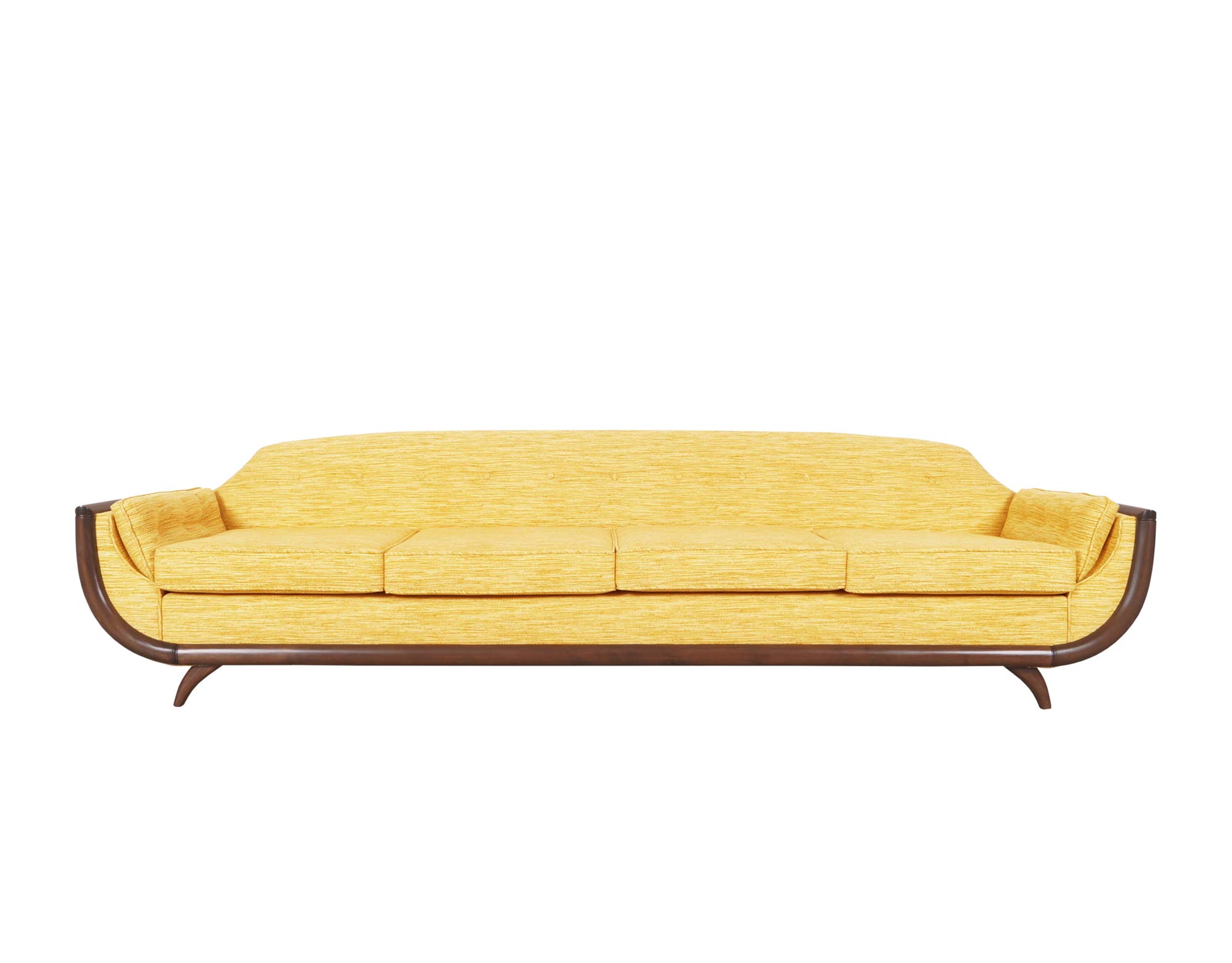 Vintage Walnut Gondola Sofa in the Manner of Adrian Pearsall
