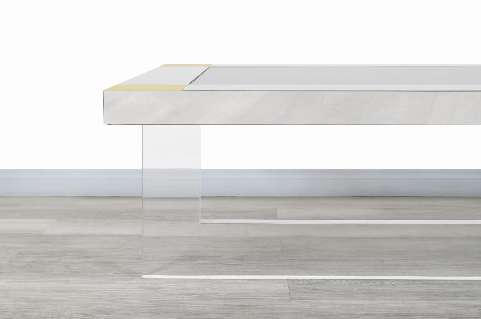 Monumental Chrome and Lucite Coffee Table
