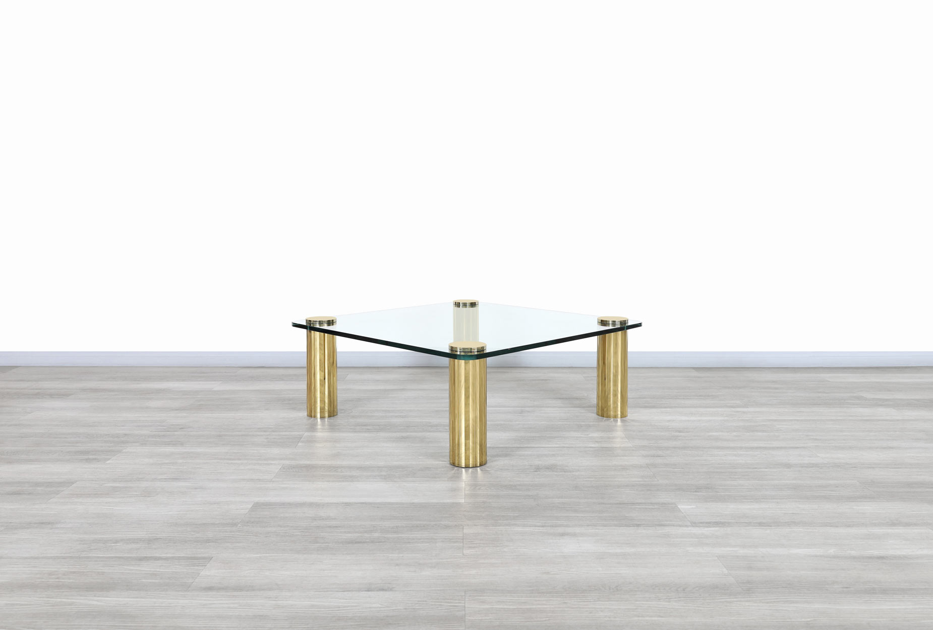 Vintage Brass and Glass Coffee Table by Leon Rosen for Pace