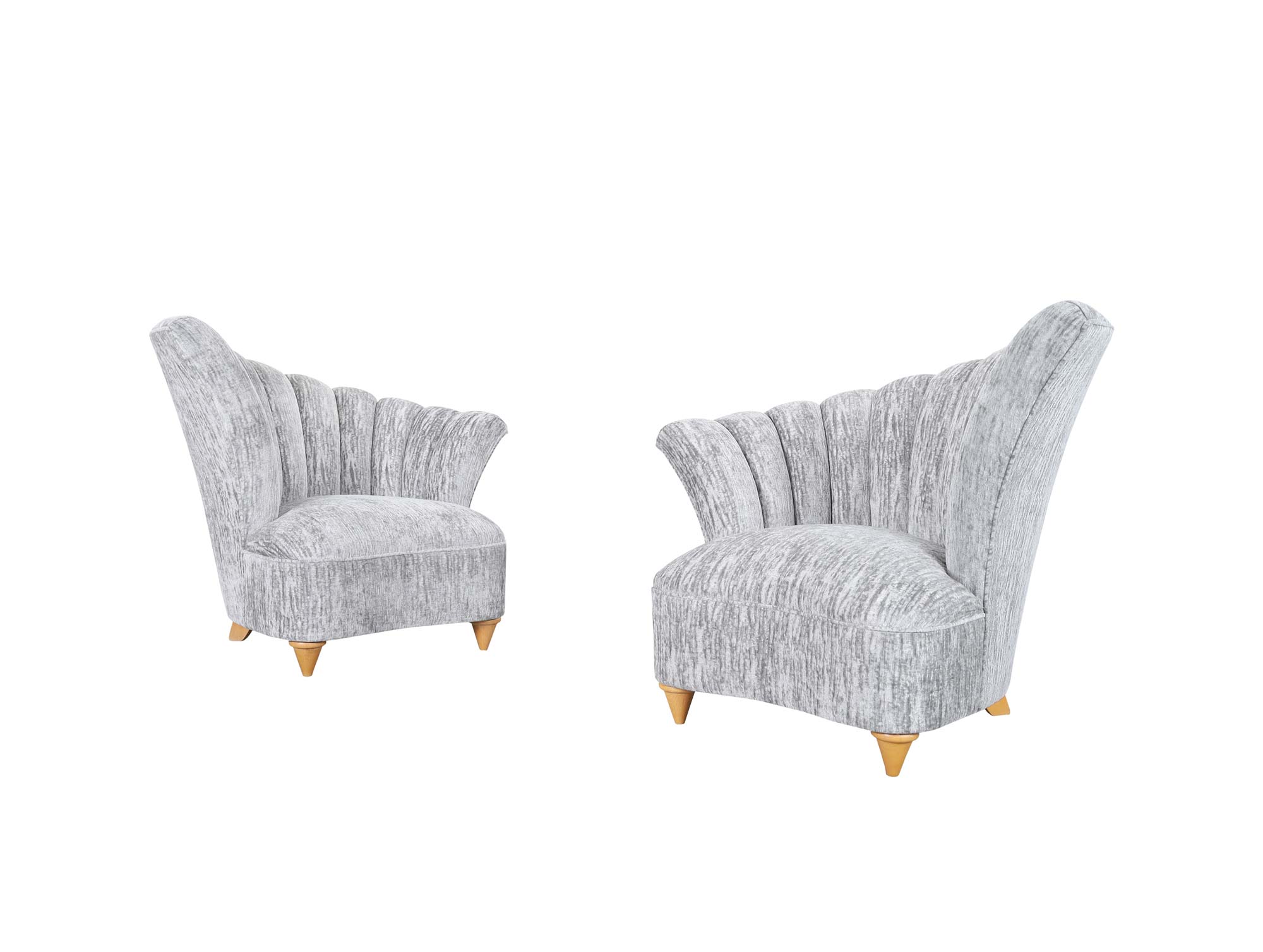 Vintage Hollywood Regency Asymmetrical Velvet Chairs