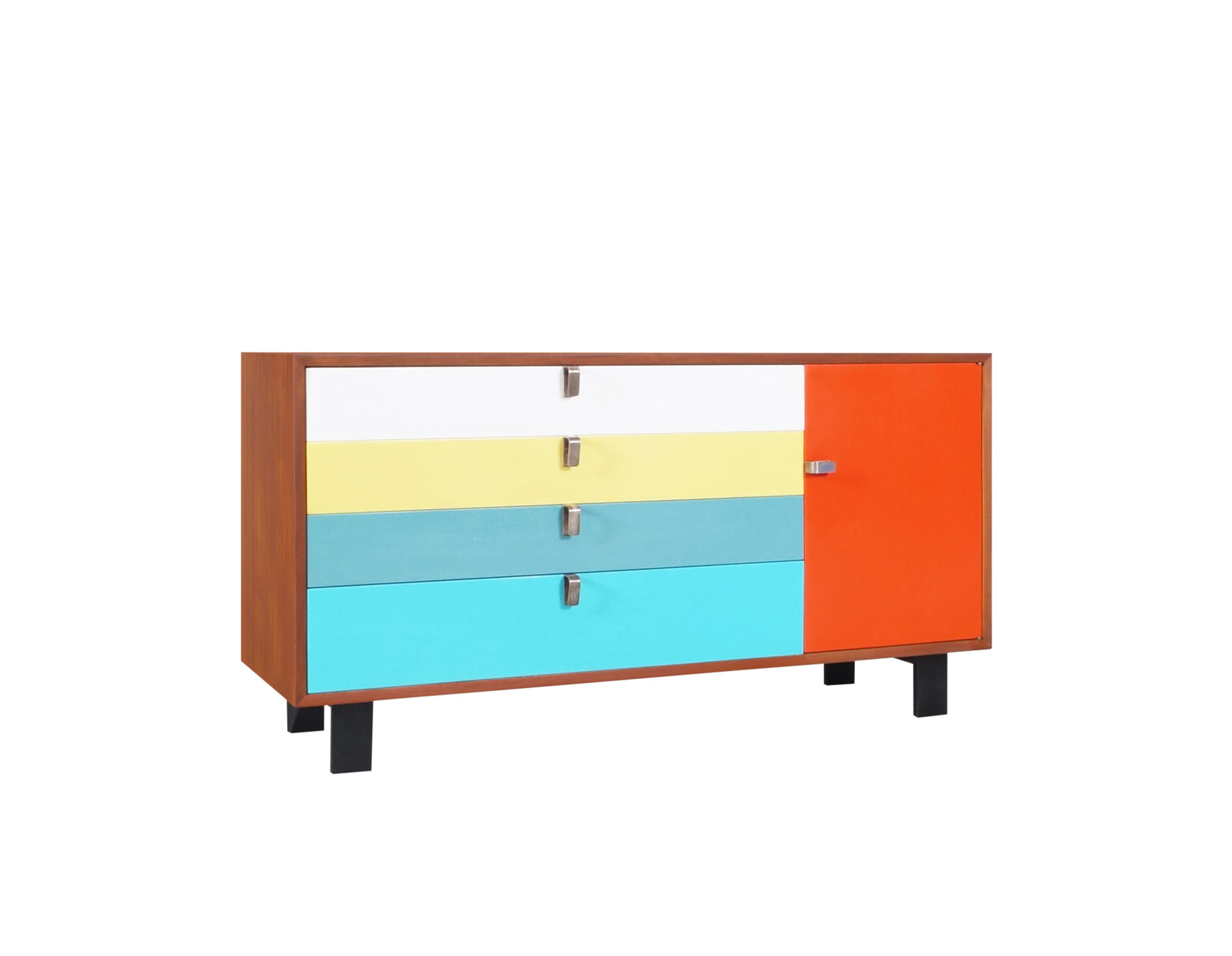 Herman Miller Multi-Color Lacquered & Walnut Credenza by George Nelson