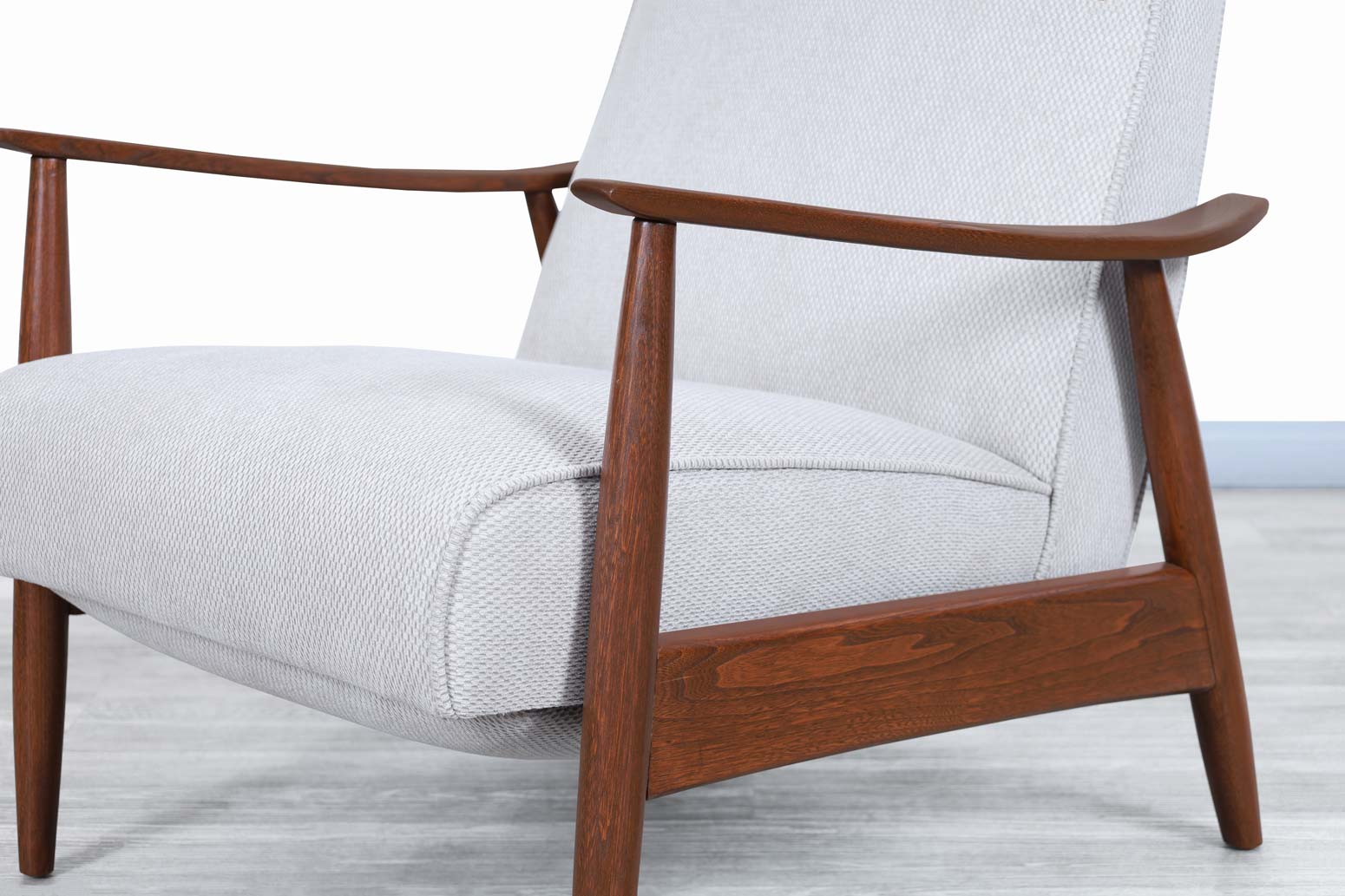 Vintage Walnut Reclining Lounge Chair Model-74 by Milo Baughman