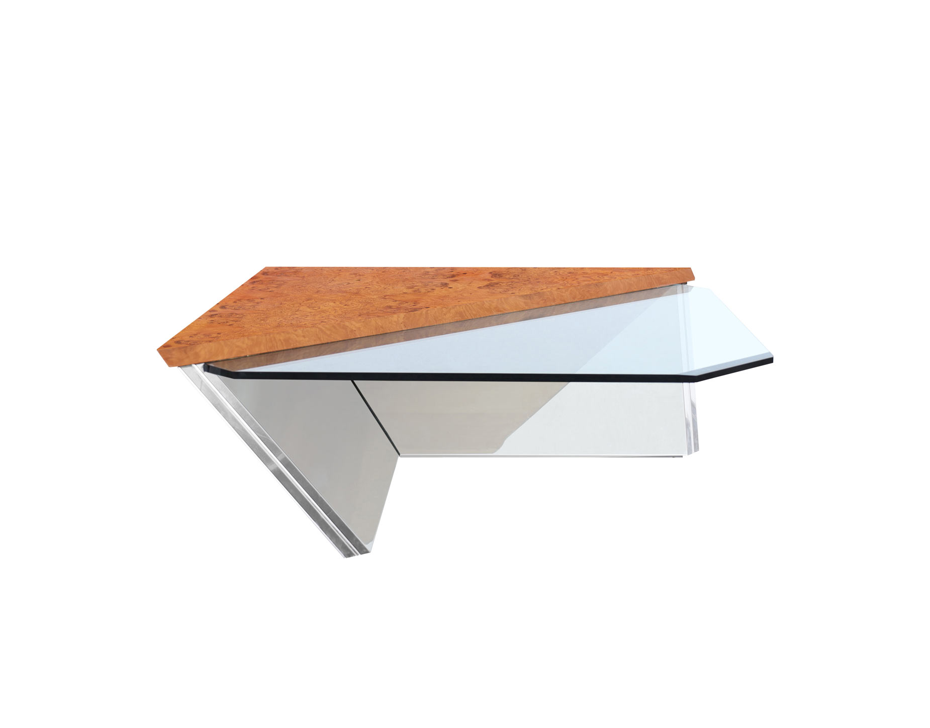 Vintage Stainless Steel Cantilevered Coffee Table Attributed to Brueton