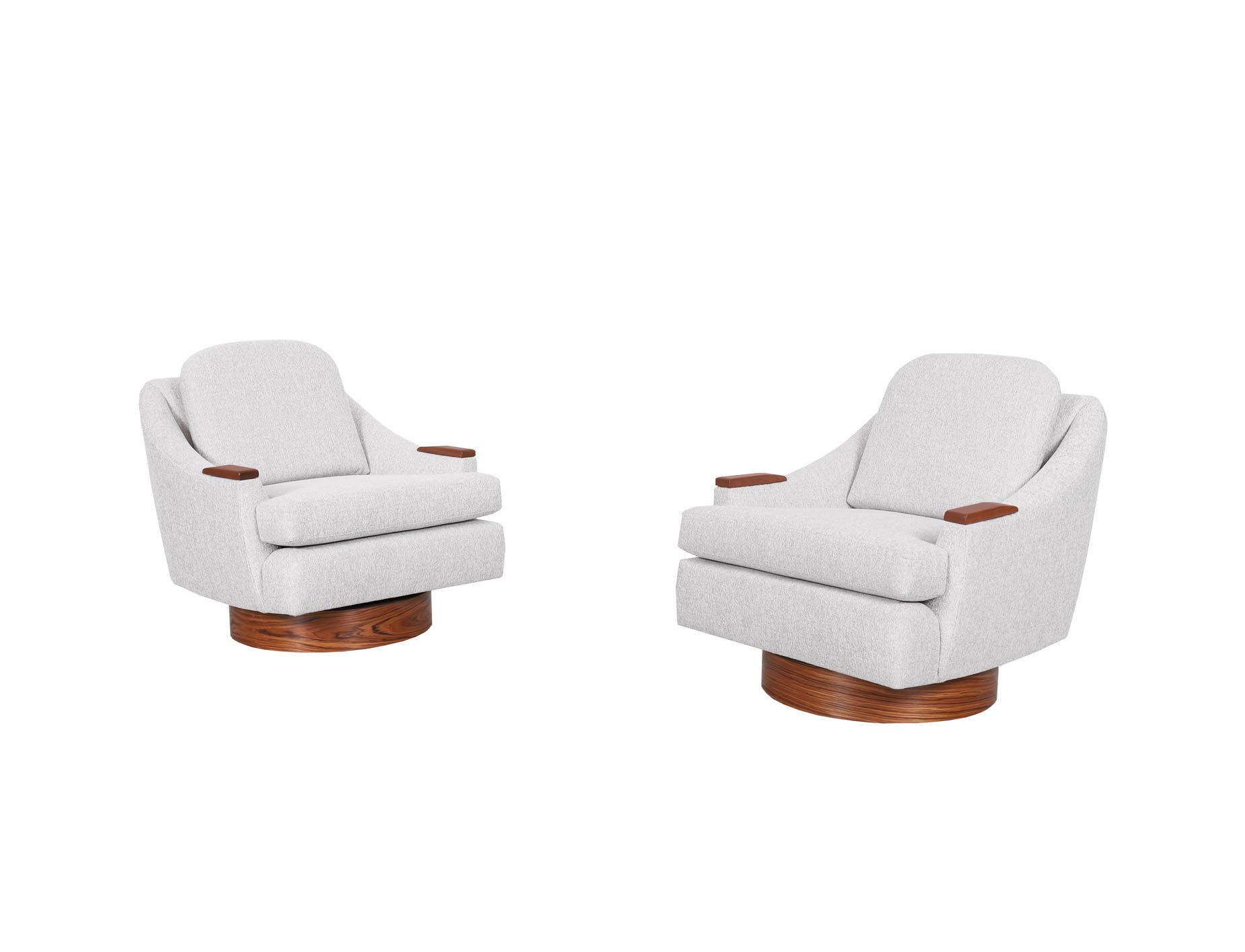 Mid Century Modern Rosewood Swivel Lounge Chairs
