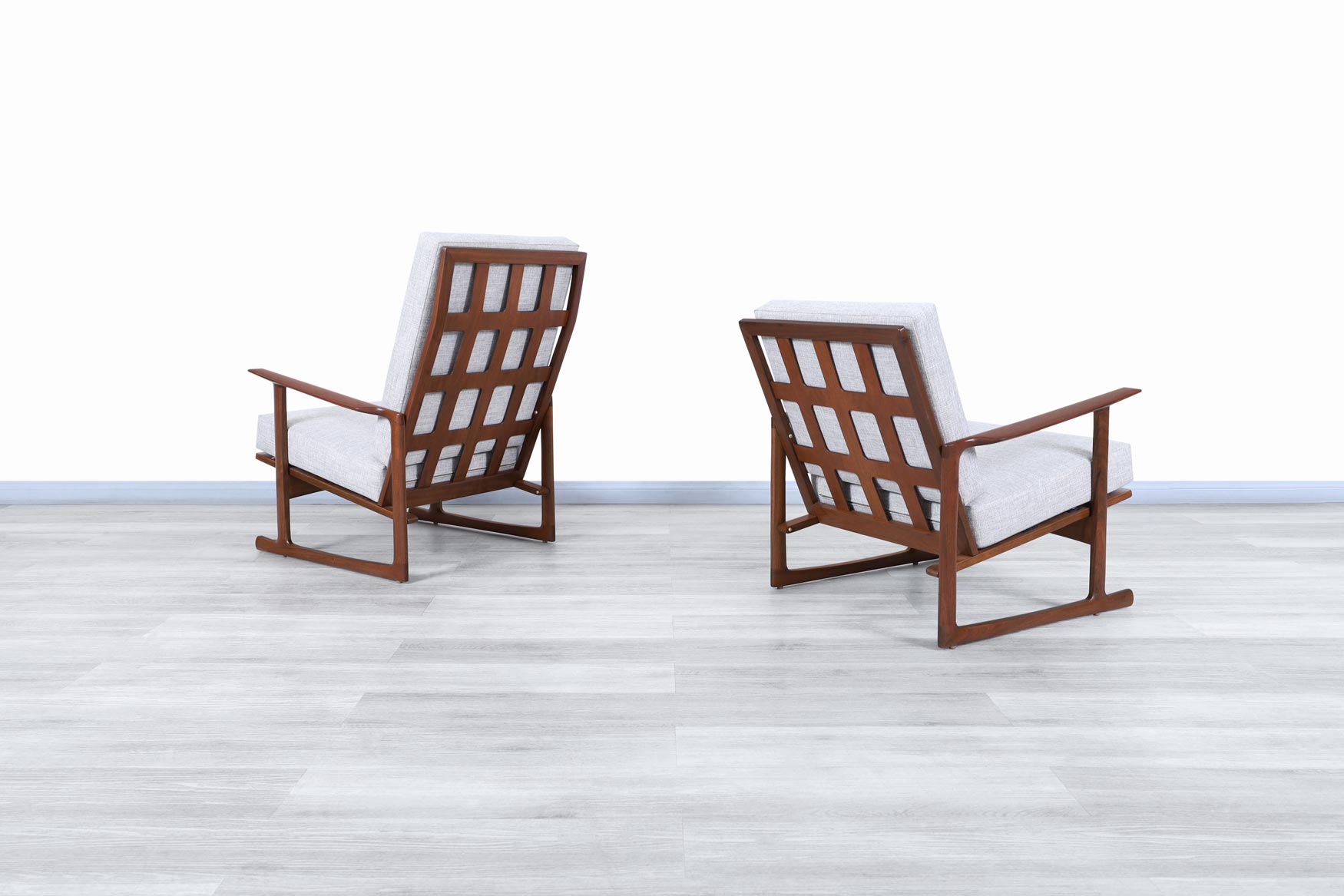 Danish Modern Walnut Lounge Chairs by Ib Kofod Larsen for Selig