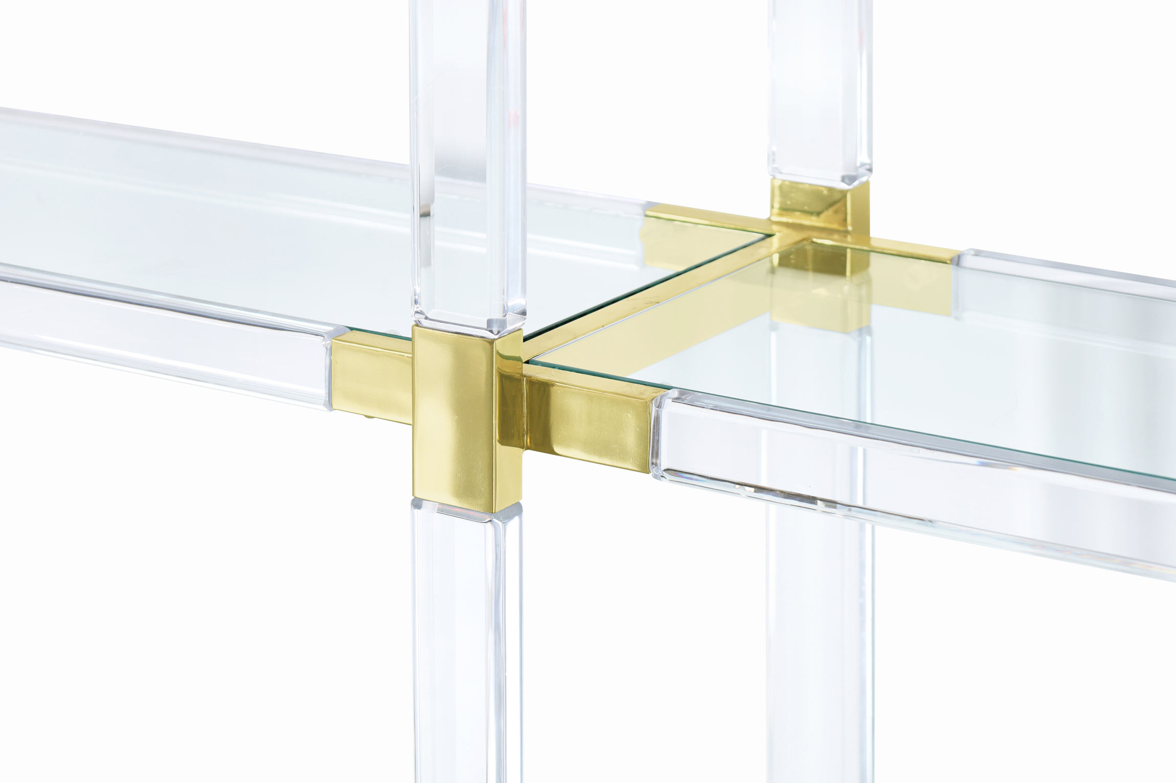 Vintage Custom Shelving Unit in Lucite and Brass by Charles Hollis Jones