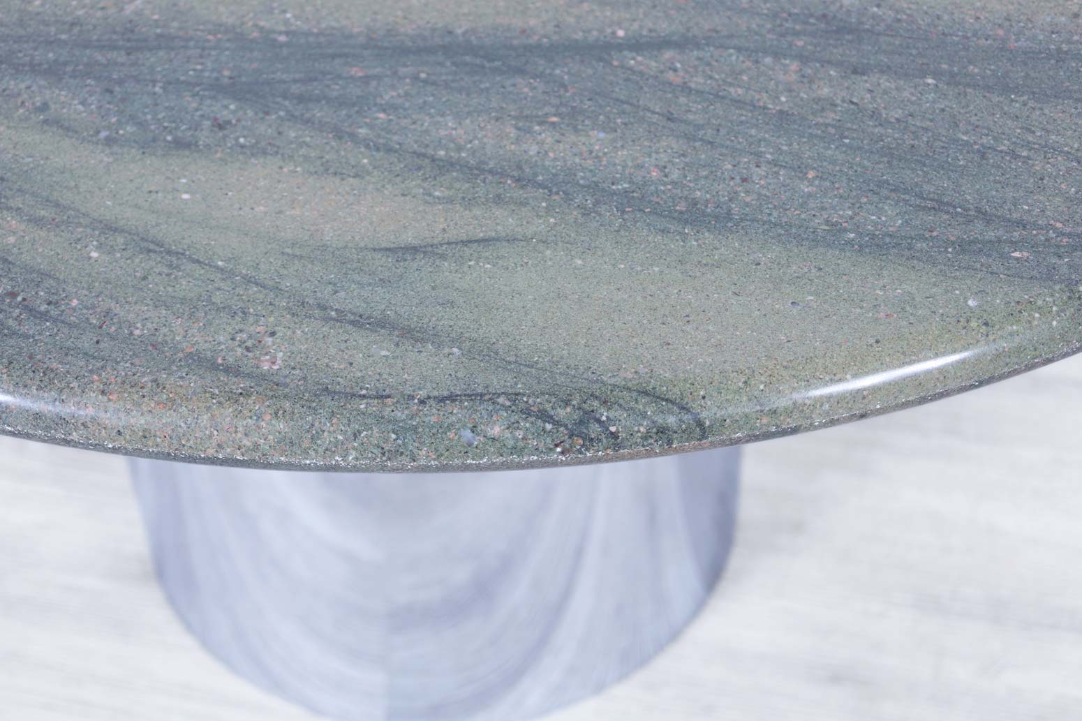 Vintage Marble and Stainless Steel Round Dining Table