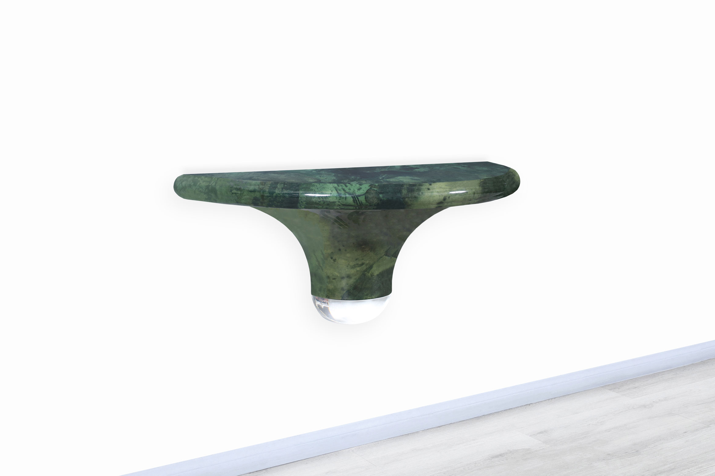 Vintage Wall-Mounted Leather Goatskin Console Table Attributed to Aldo Tura