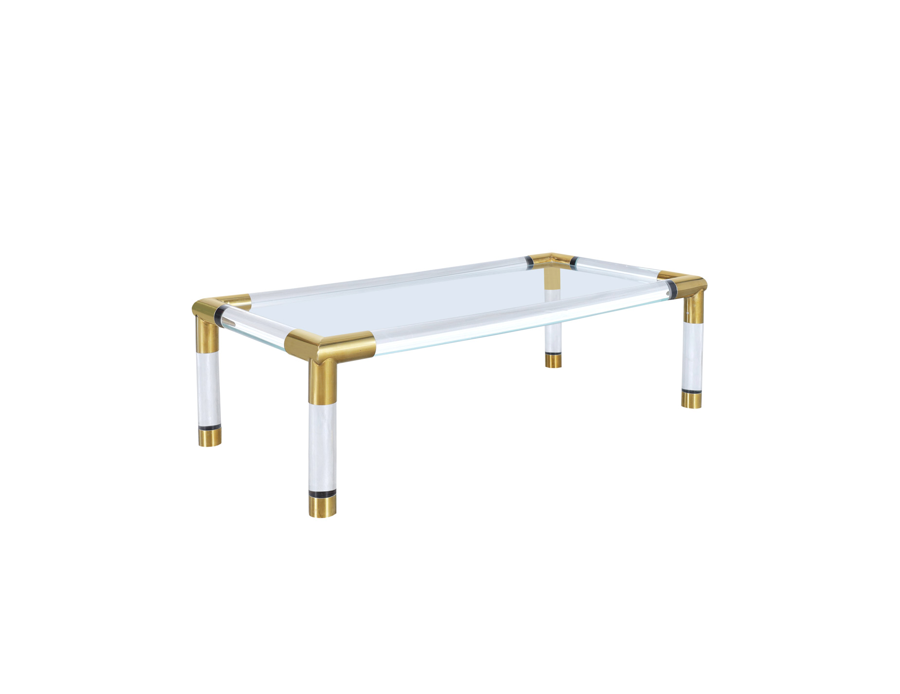 Italian Modernist Brass and Lucite Coffee Table