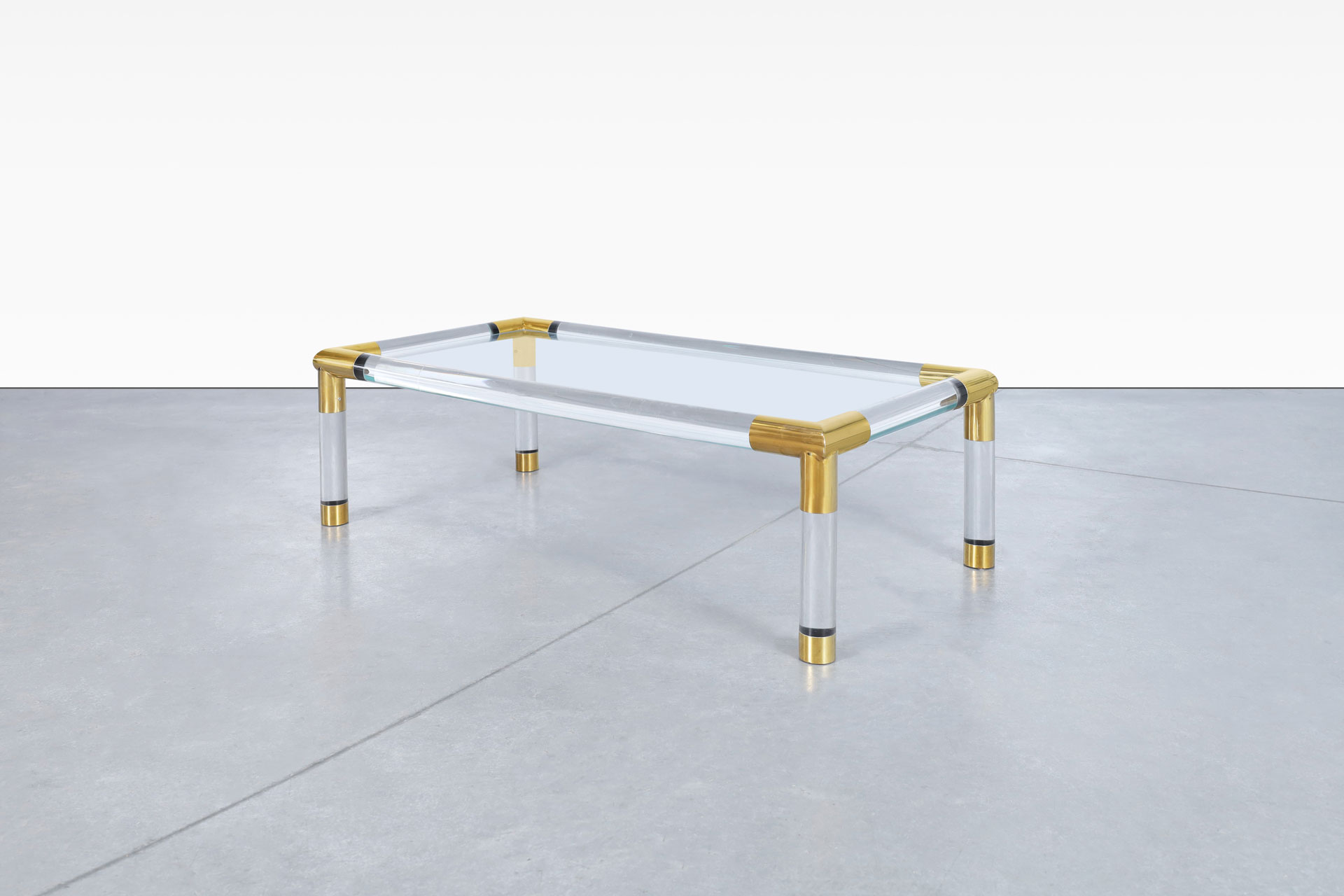 Italian Modernist Brass and Lucite Coffee Table