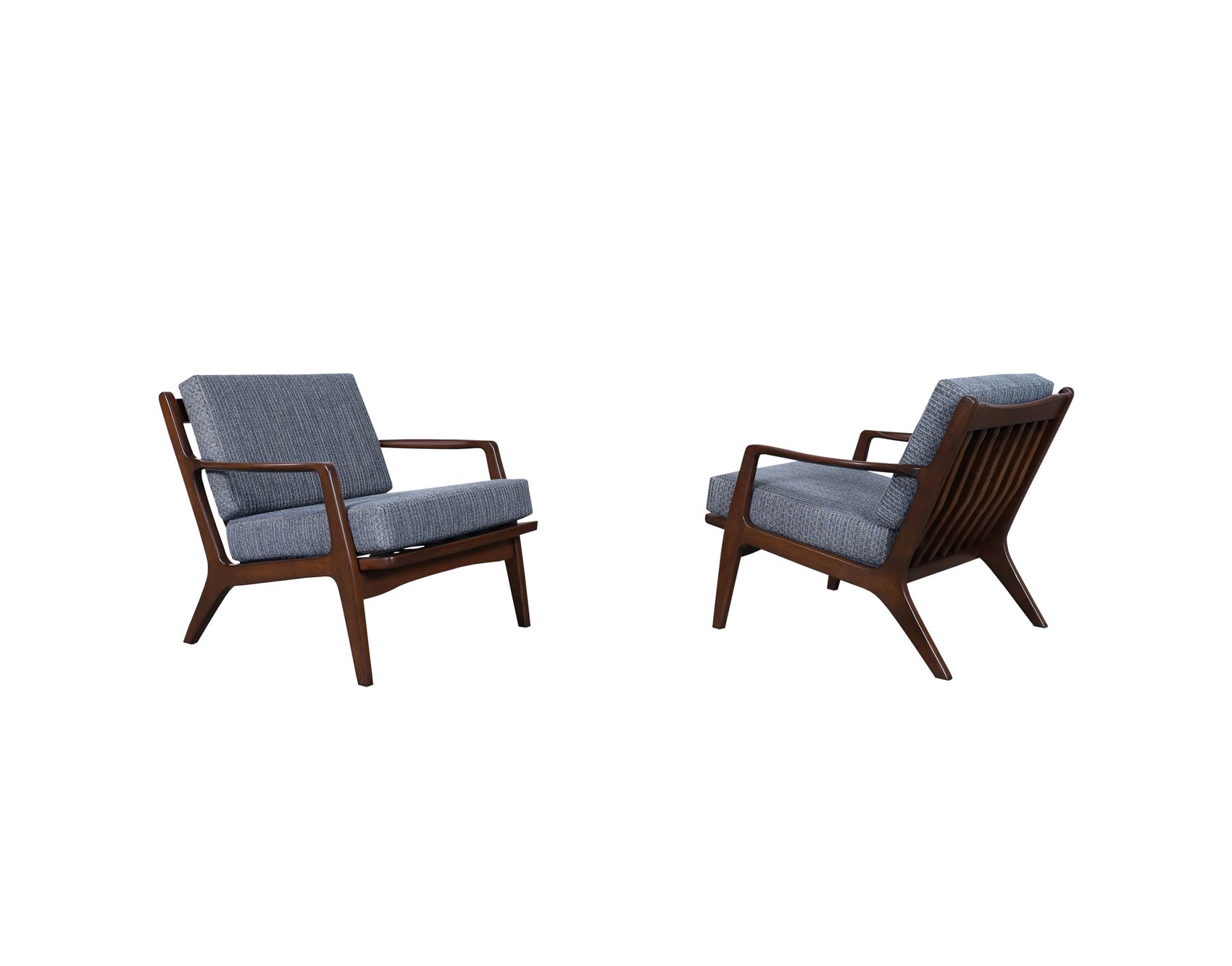 Mid Century Walnut Lounge Chairs by Ib Kofod Larsen for Selig