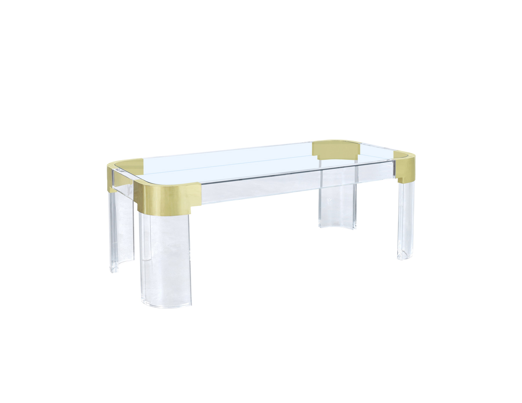 Vintage Brass and Lucite Waterfall Coffee Table by Charles Hollis Jones