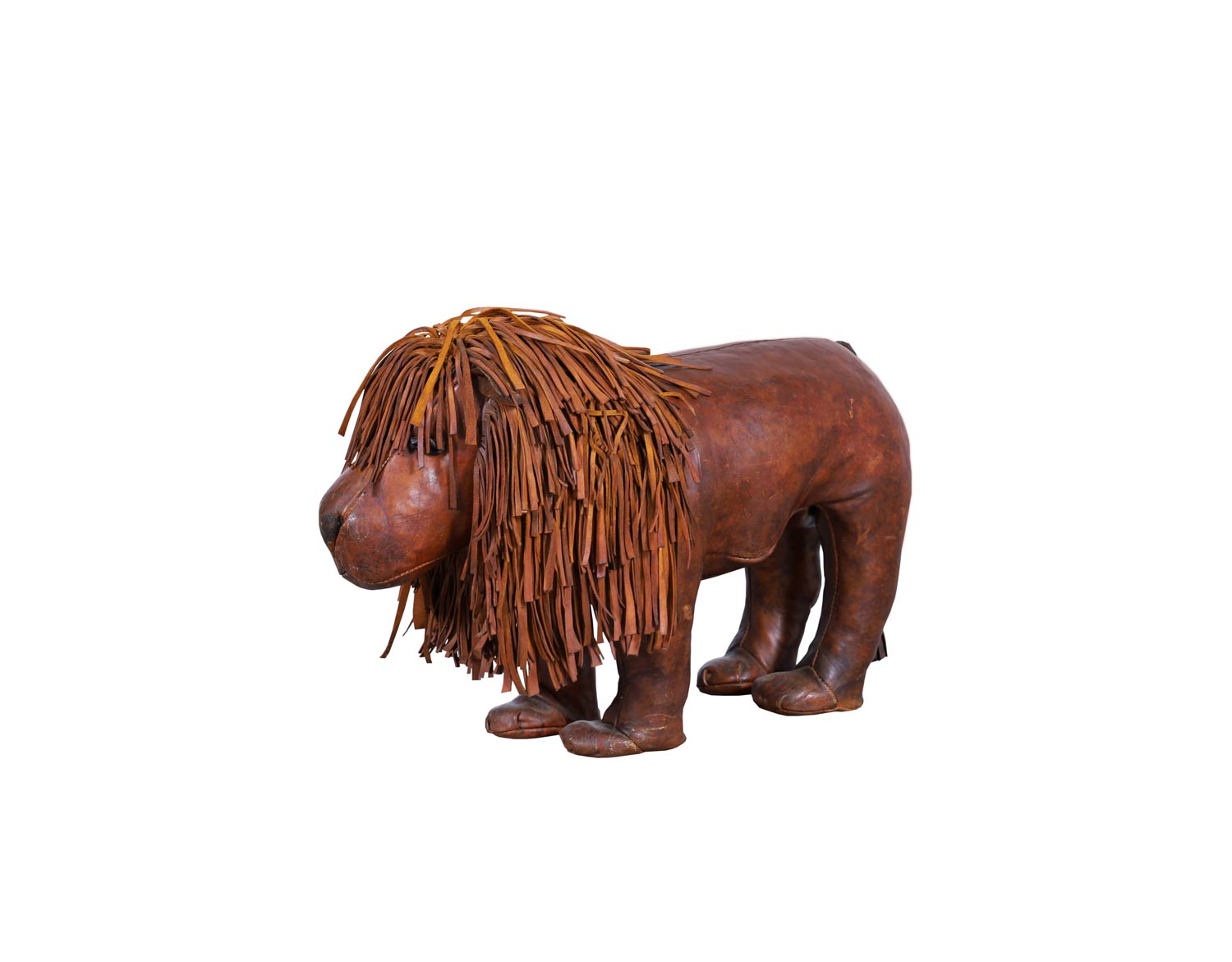 Abercrombie and Fitch Leather Lion Footstool by Dimitri Omersa