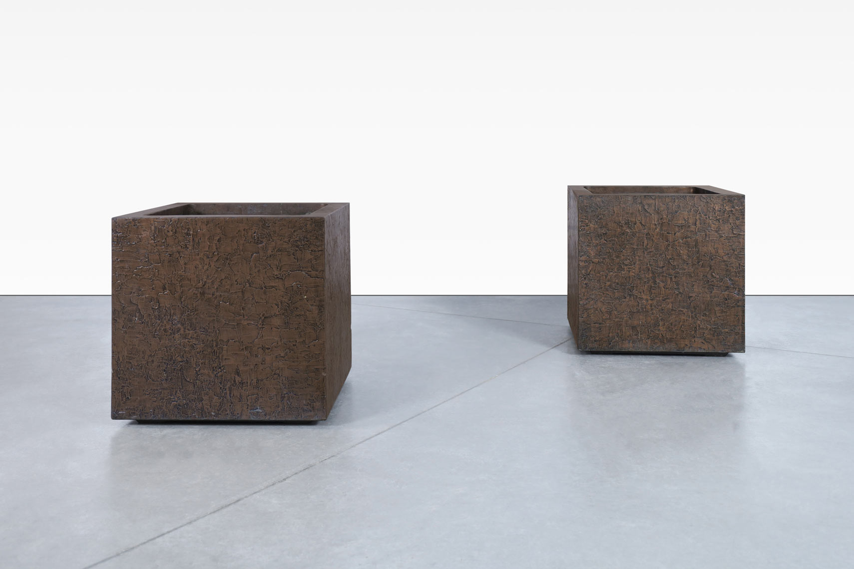 Mid-Century Modern Bronze Resin Square Planters by Forms and Surfaces