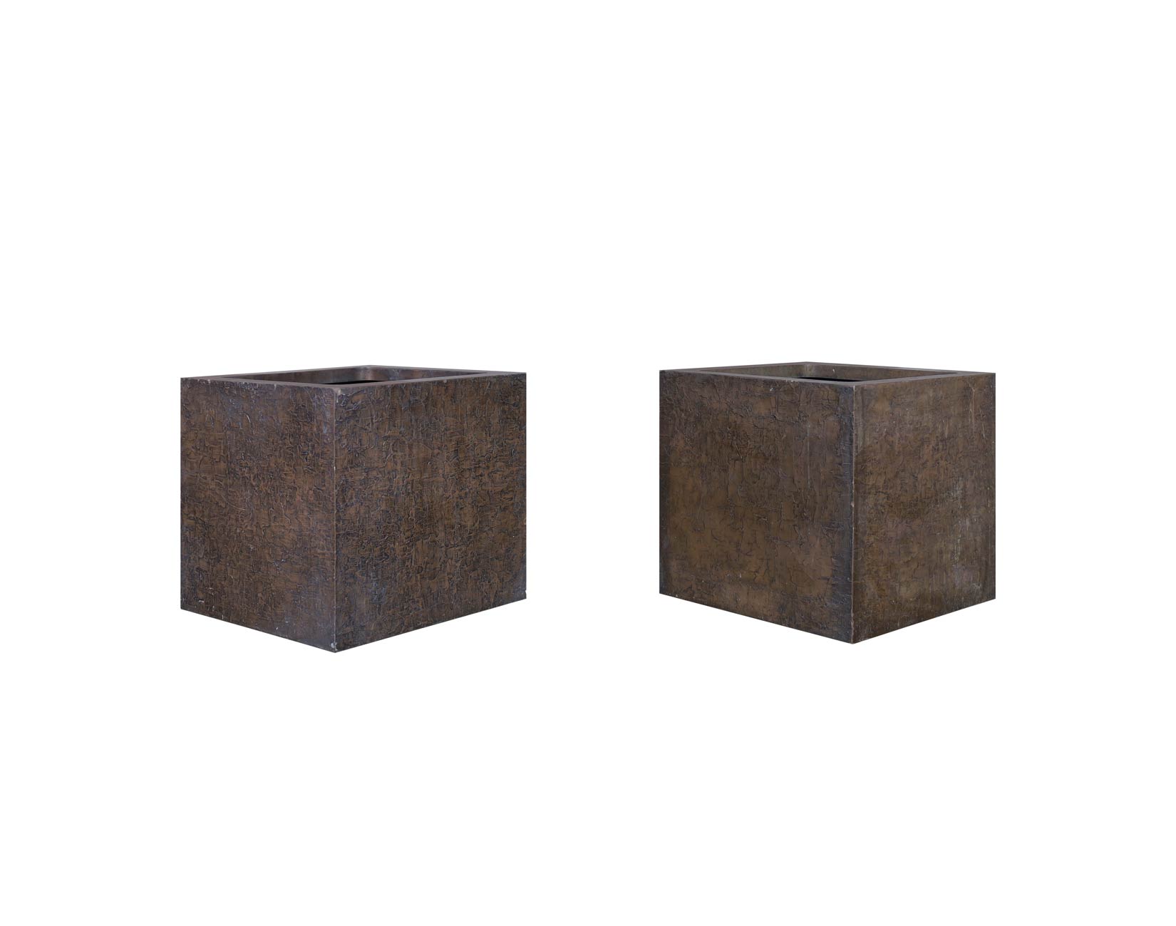 Vintage Bronze Resin Square Planters by Forms and Surfaces