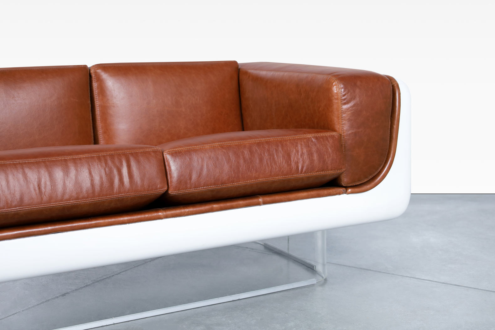 Vintage Leather and Lucite Floating Sofa by William C. Andrus for Steelcase