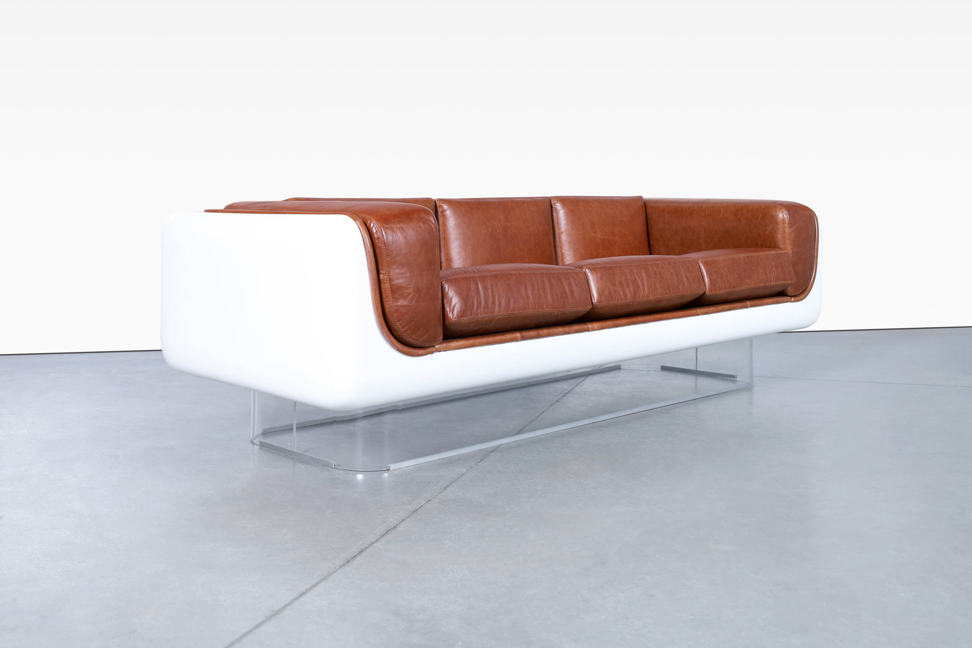 Vintage Leather and Lucite Floating Sofa by William C. Andrus for Steelcase
