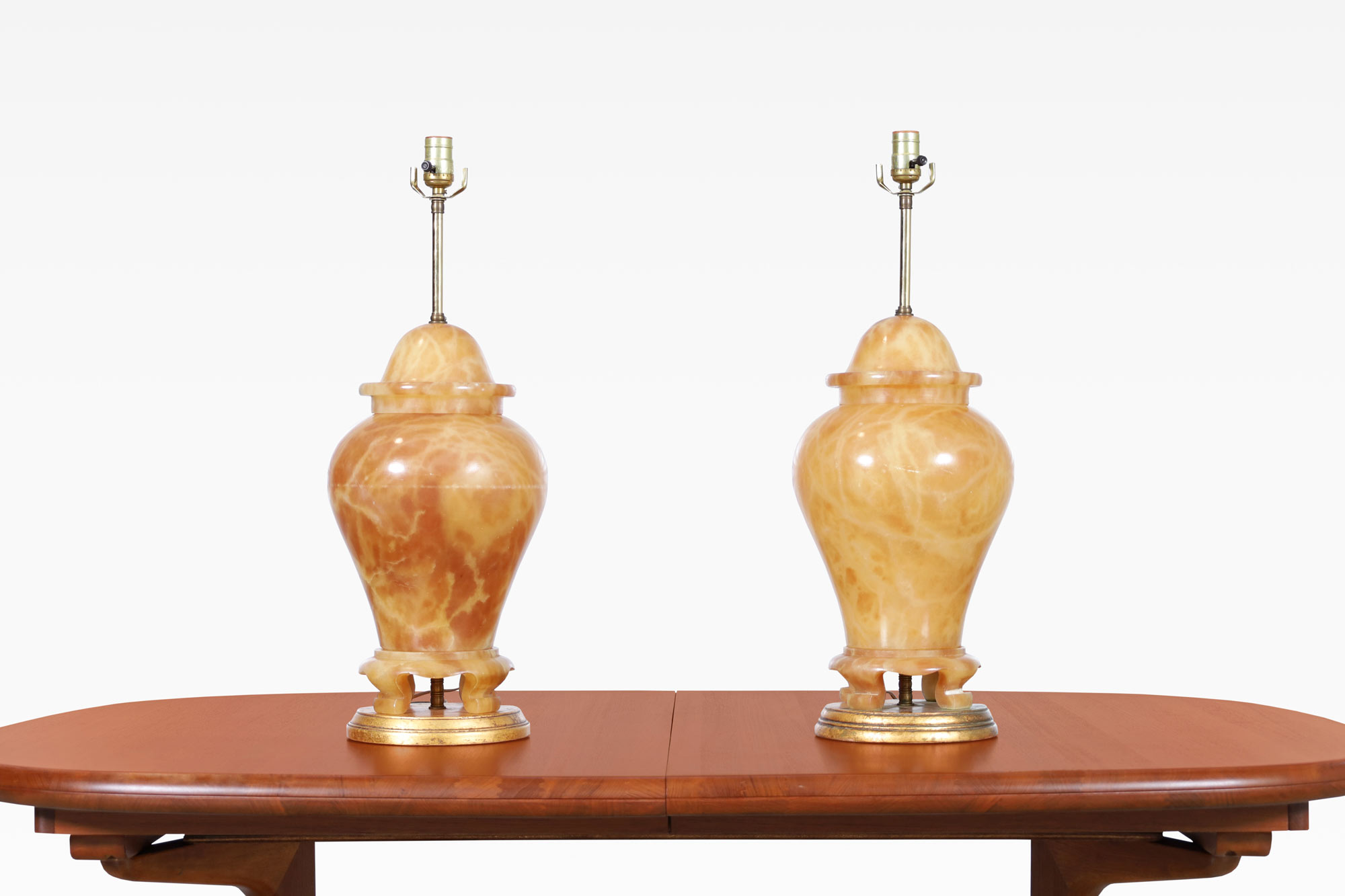 Italian Alabaster Ginger Jar Table Lamps