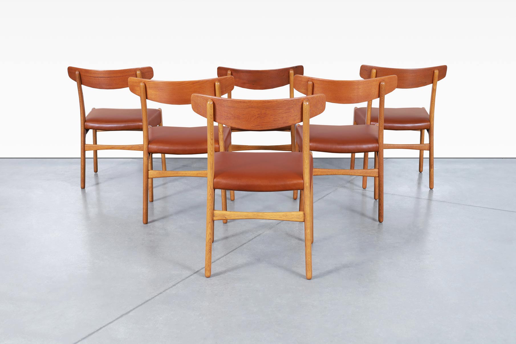Danish Modern CH-23 Leather Dining Chairs by Hans J. Wegner