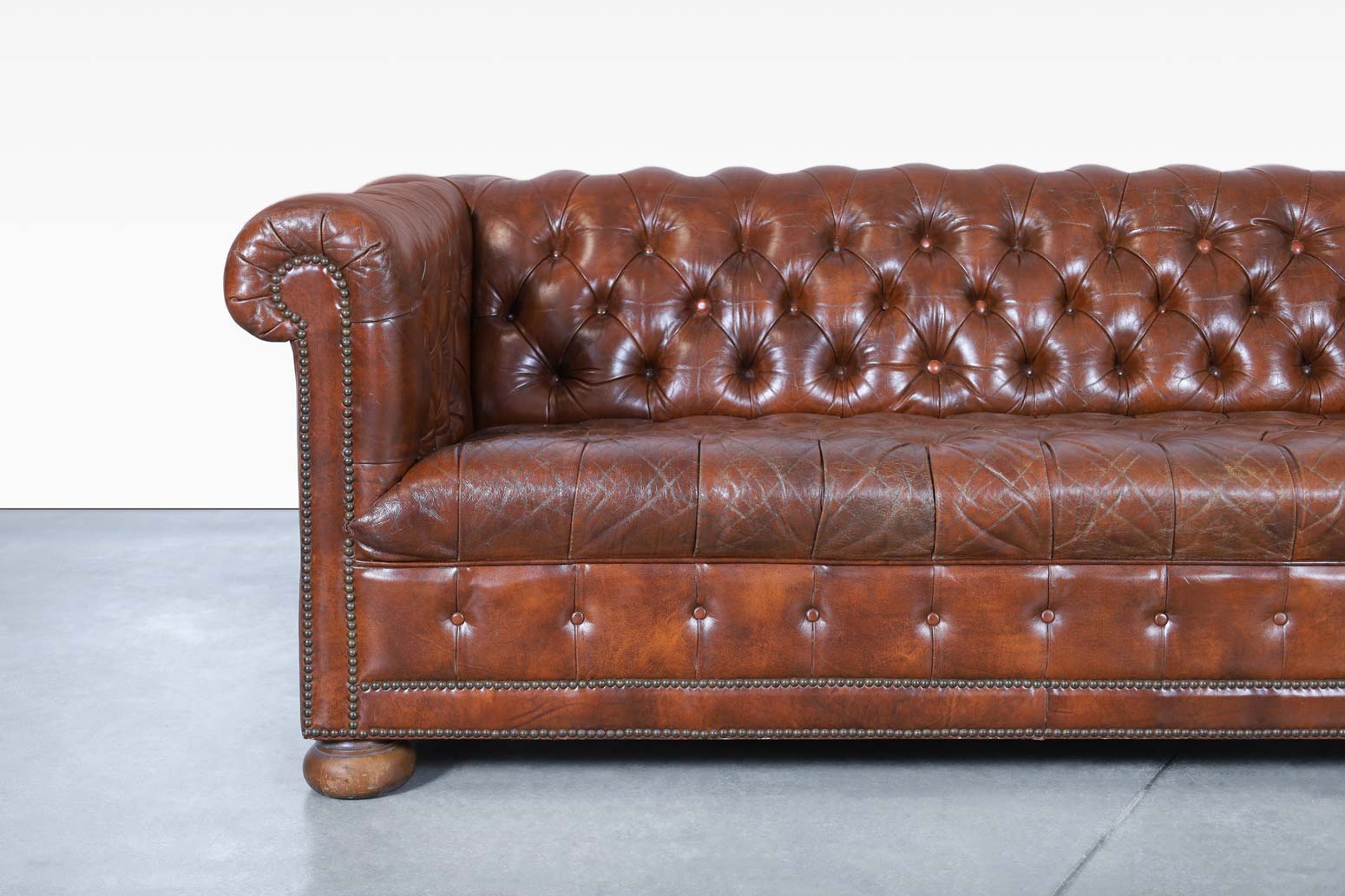 Vintage Brown Leather Chesterfield Sofa