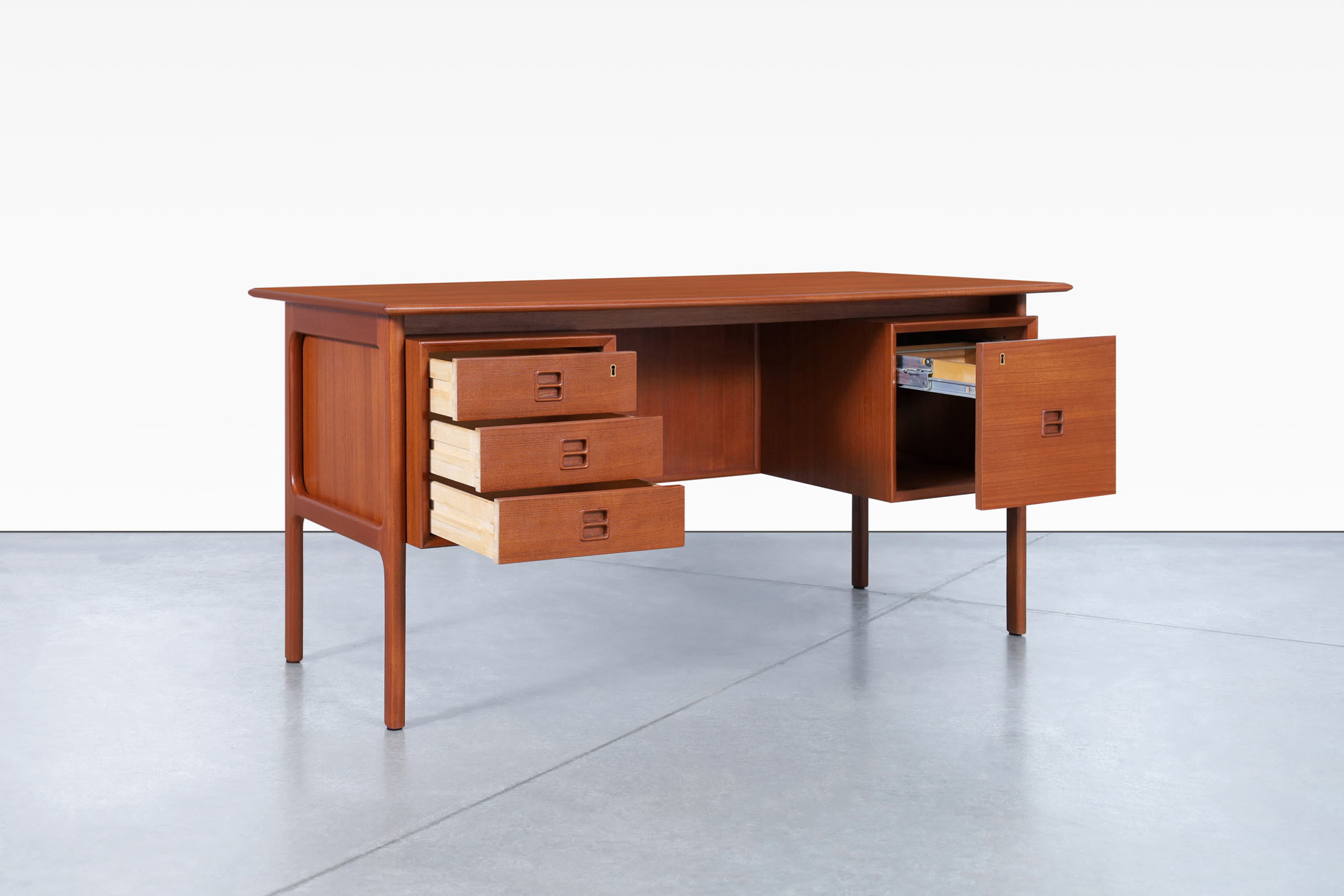 Danish Modern Teak Desk with Bookcase by Erik Brouer for Brouer Møbelfabrik