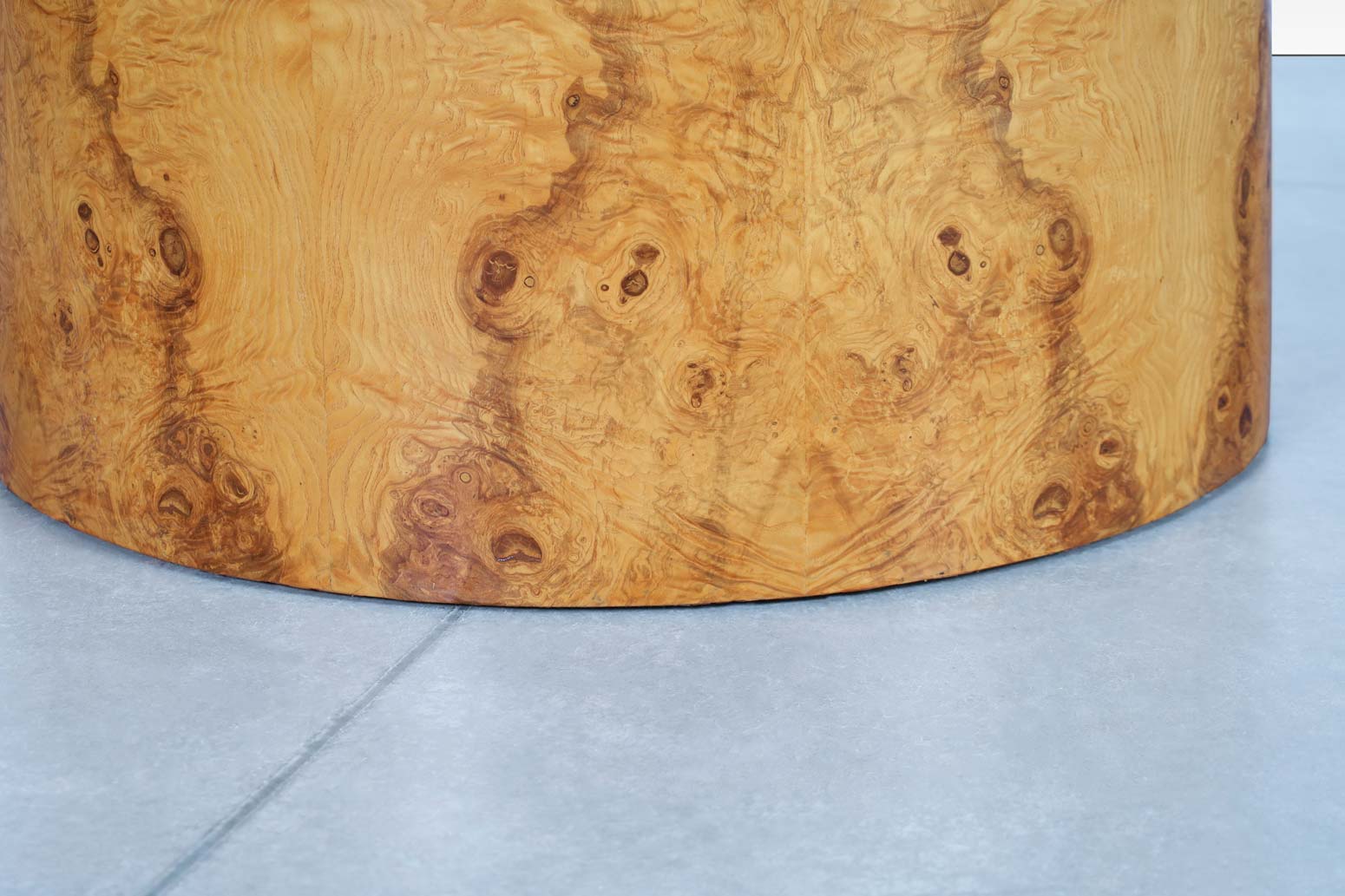 Vintage Burl Wood and Granite Drum Coffee Table by Paul Mayen