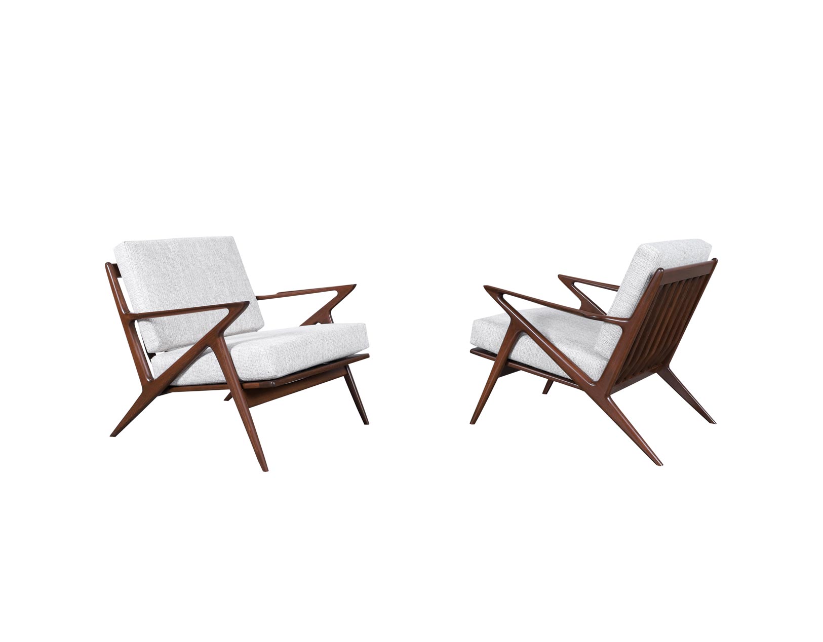 Danish Modern Walnut Z Lounge Chairs by Poul Jensen for Selig