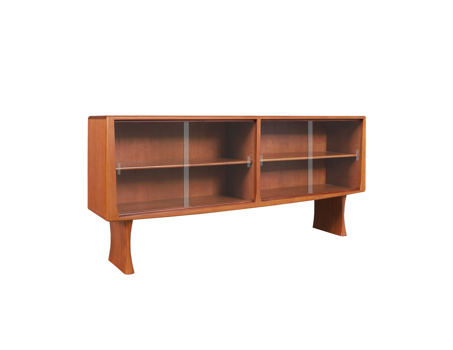 Danish Modern Teak Credenza or Bookcase with Glass Doors by Hoss Wulff