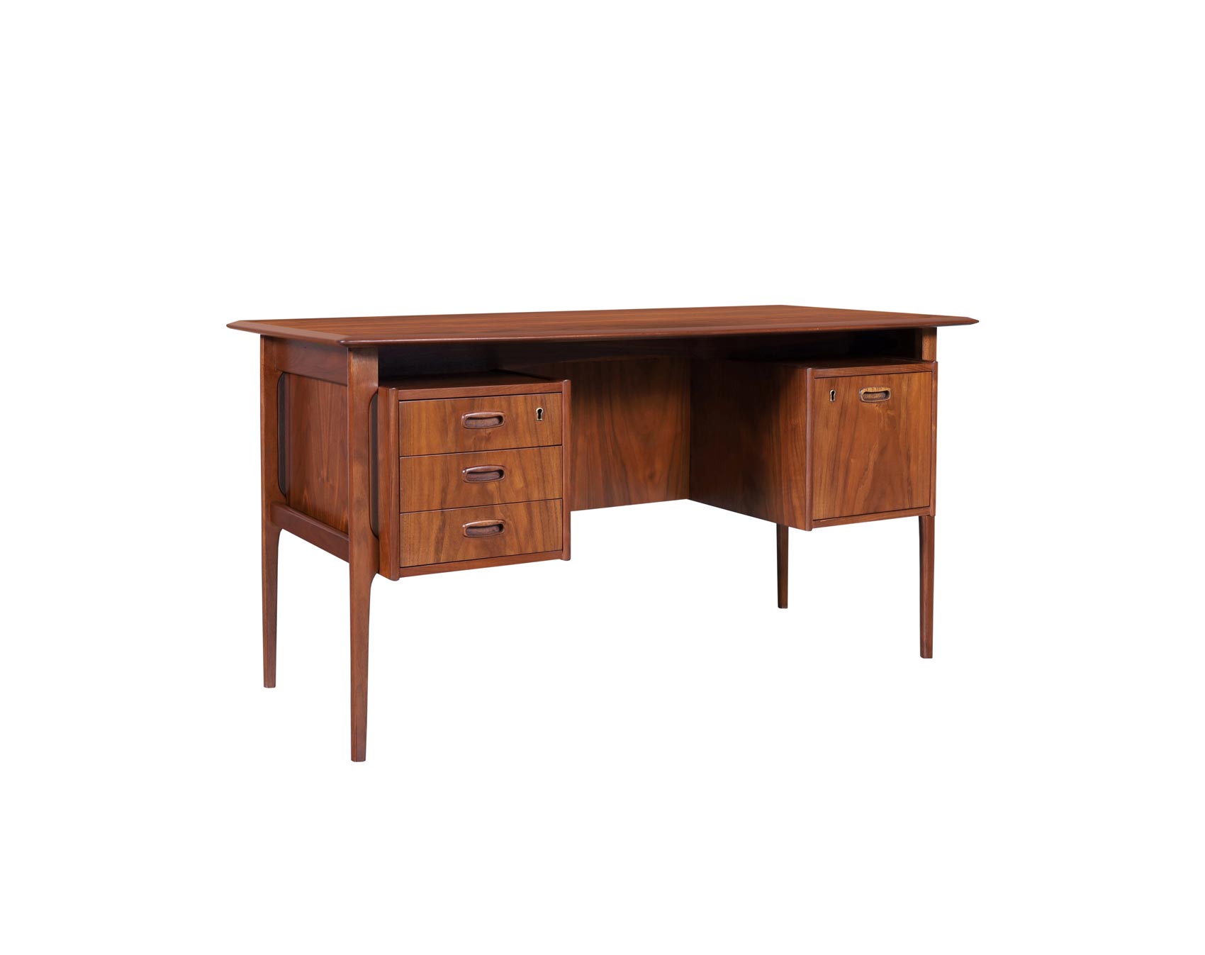 Noir Jetson Natural Brown Teak Wood Midcentury Modern Desk