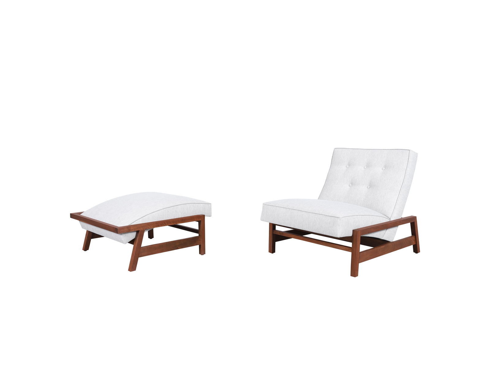 Mid-Century Walnut Lounge Chair and Ottoman Styled After Tobia Scarpa