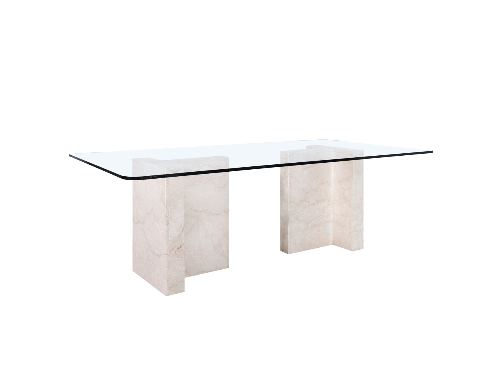 Vintage Italian Marble and Glass Dining Table