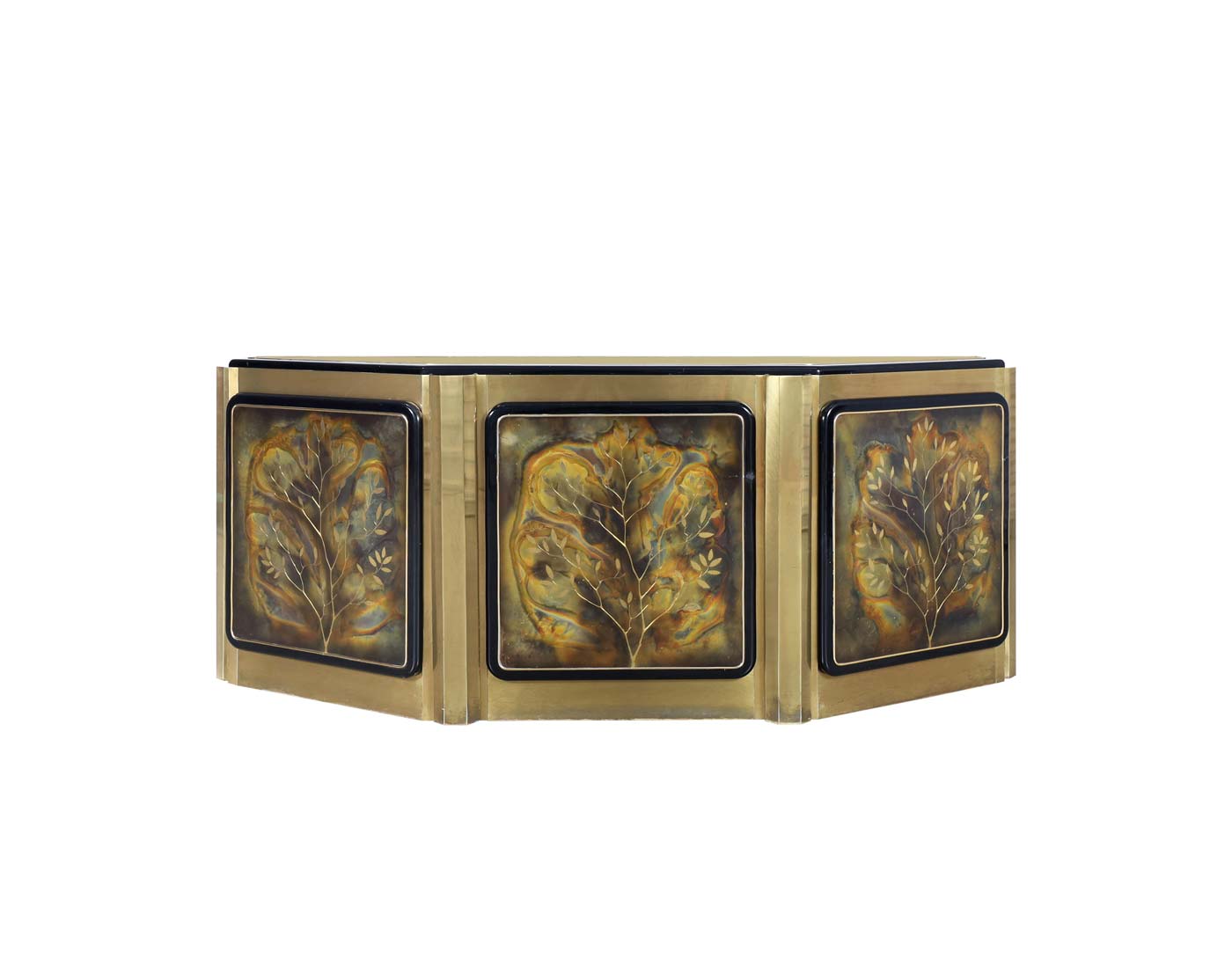 Vintage Brass Tree of Life Credenza by Bernhard Rohne for Mastercraft